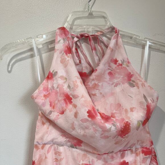 Hello Molly Tree Island Pink Halter Maxi Dress Women’s Size 6 Flowy Formal - Picture 3 of 11